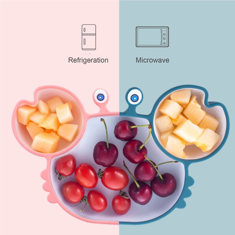 Bát Ăn Chia Ngăn Hình Con Cua Hoạt Hình Bằng Silicon Không Chứa BPA Cho Bé Sơ Sinh