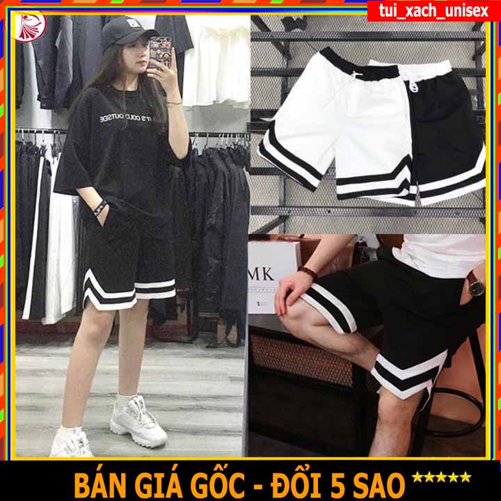 ❤️ GIÁ SỐC ❤️ - QUẦN SHORT NAM NỮ VẢI CÀO SỌC 2V MÀU ĐEN - CỰC THOÁNG MÁT, LỊCH SỰ, PHONG CÁCH THỂ THAO CÓ TÚI