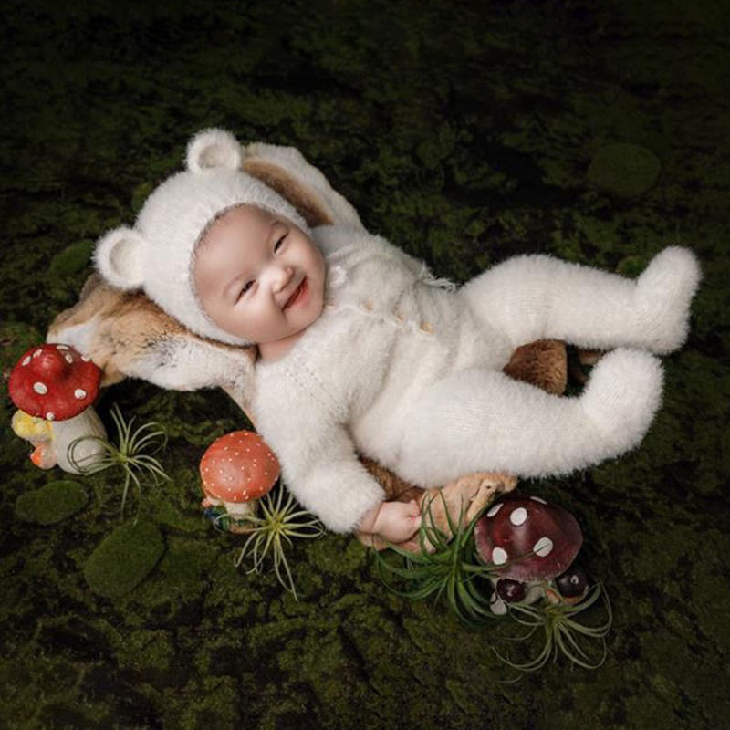 Bộ Áo Liền Quần Và Nón Dành Cho Chụp Hình Em Bé Sơ Sinh