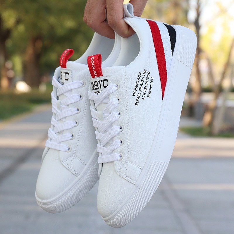 GIÀY SNEAKER NAM 81C TRẮNG PHỐI ĐỎ, GIÀY THỂ THAO NAM SIÊU ĐẸP