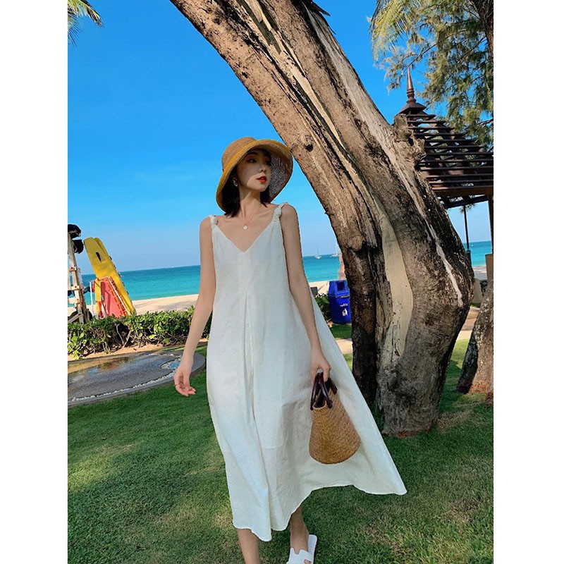 Váy Nữ 2 Dây Chất Đũi Dáng Maxi Hàng Quảng Châu M3121 | BigBuy360 - bigbuy360.vn