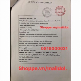 CÀ PHÊ XANH KHÁNG MỠ ( hàng chuẩn check team điện tử )