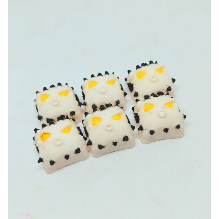 Keycap resin Fugu clone tone trắng ngà trang trí bàn phím cơ gaming