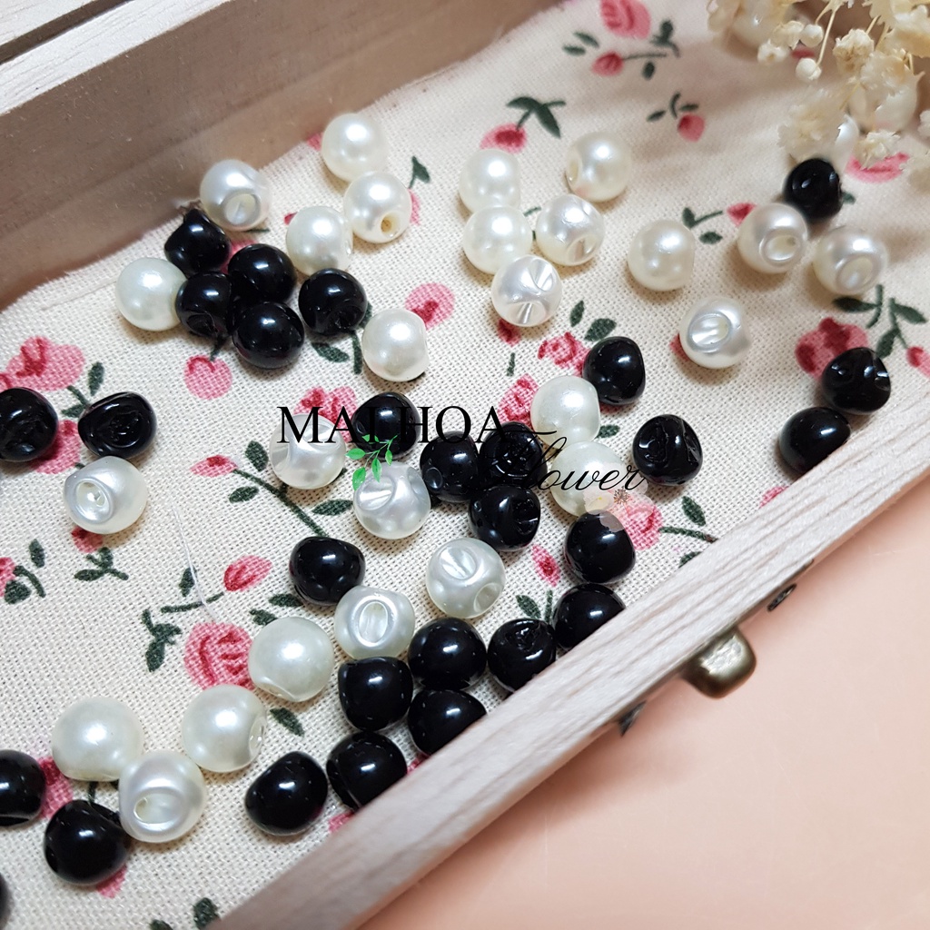 Set 30 chiếc Khuy nút cài áo tròn giả ngọc, cúc cài áo tròn giả ngọc, Maihoaflower