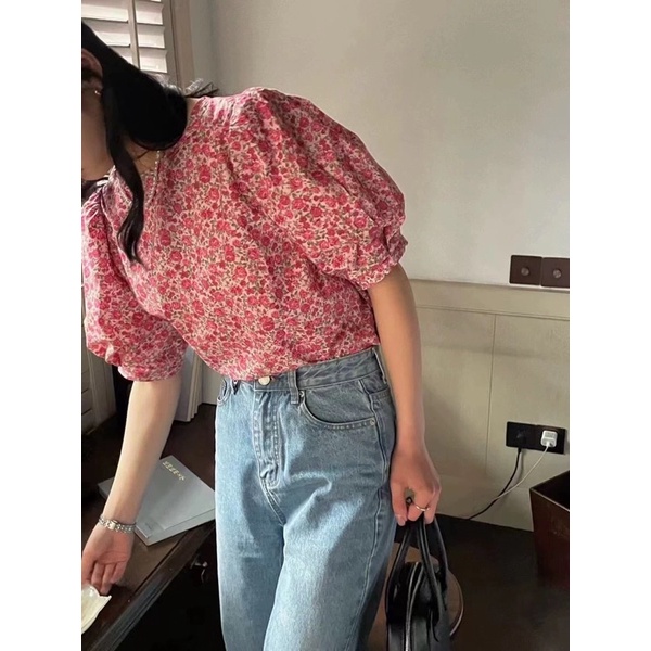Áo sơ mi zara hoa hồng B-A-M STORE