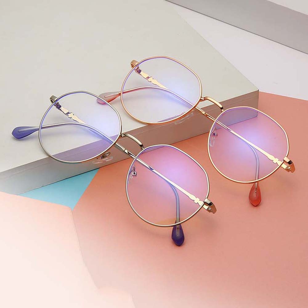 Korean Anti Radiation Eyeglasses Round Metal Frame Glasses for Women Men
