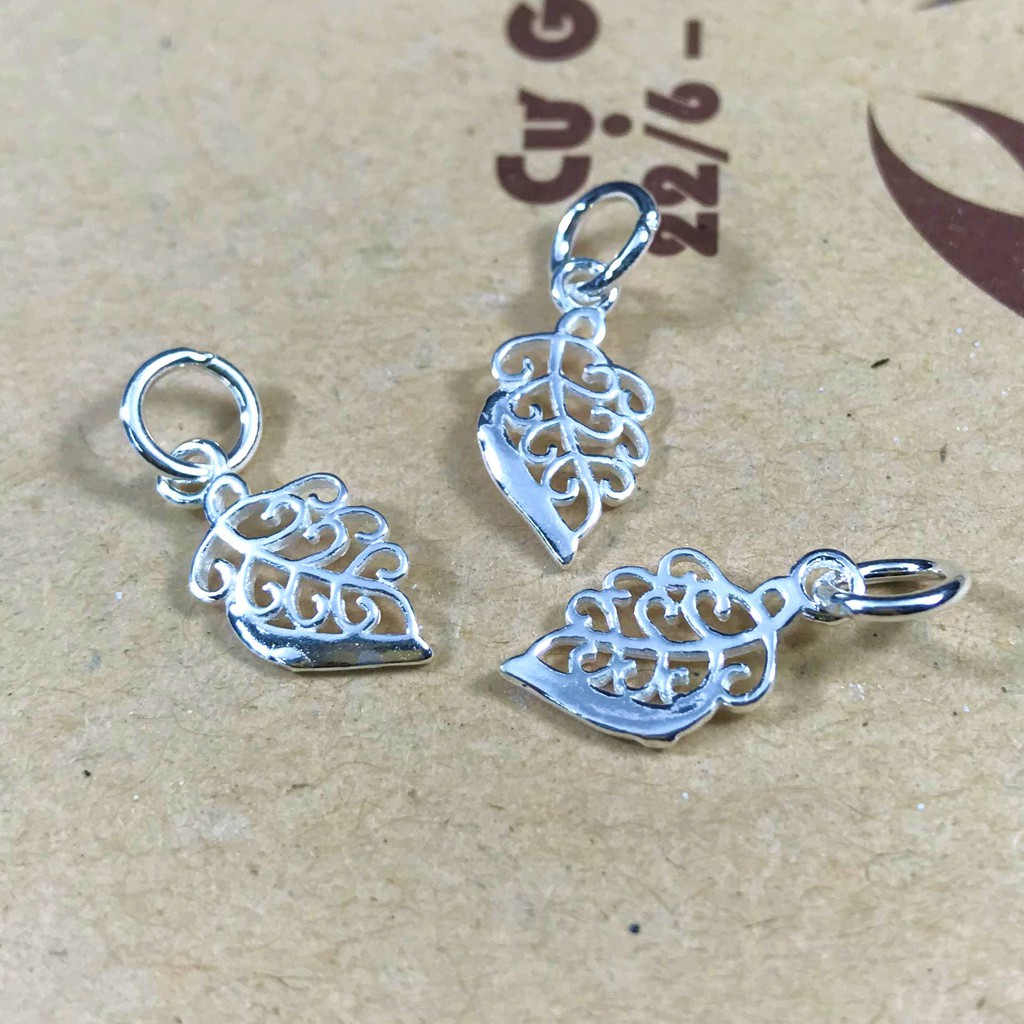 Charm bạc móc treo lá họa tiết - Charm bạc 925 - Mã CA196 CB306