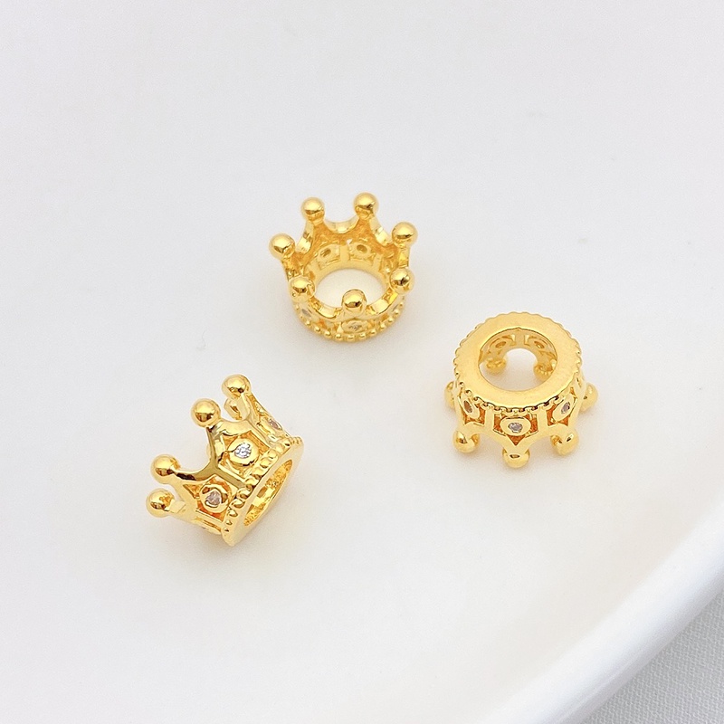 Hạt Cườm Vương Miện Bằng Đồng Mạ Vàng 18K diy Nhiều Màu Sắc
