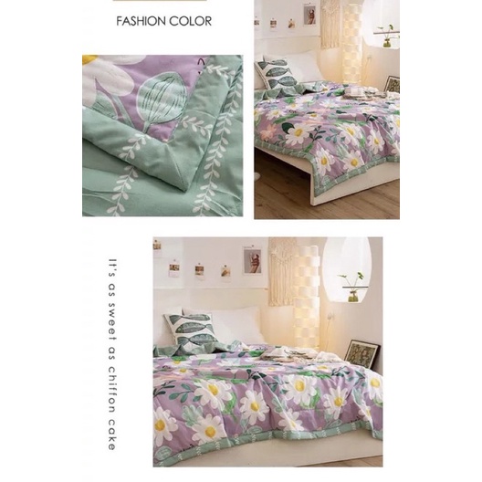 Chăn cotton đũi hè nhập khẩu loại đẹp , mềm mịn thoáng mát , chăn đũi cotton hè mẫu KẺ HOA mới nhất kích thước 2m x 2m2