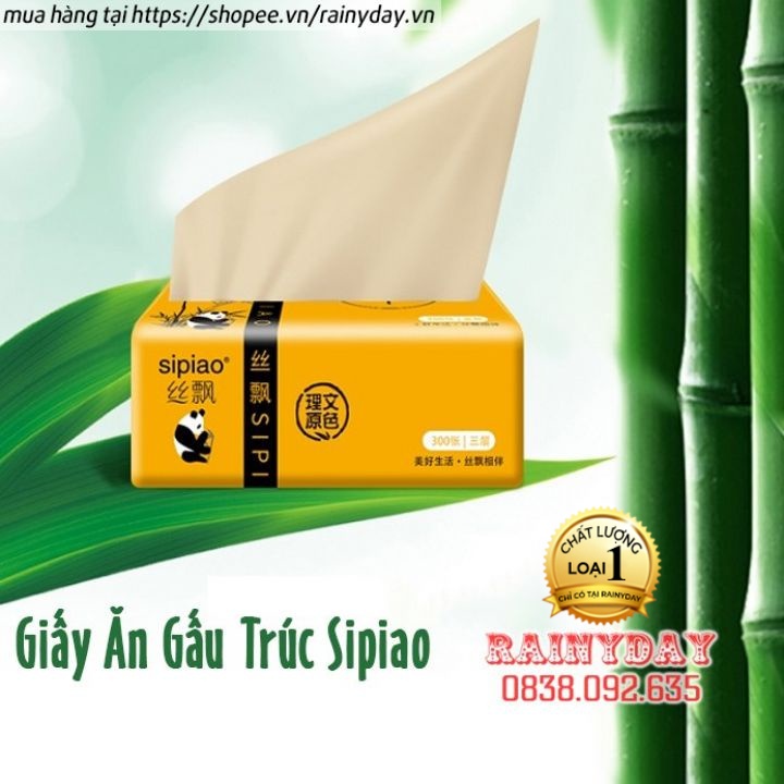 Thùng khăn giấy ăn gấu trúc Sipiao 30 gói siêu dai nội địa trung loại 1 300 tờ