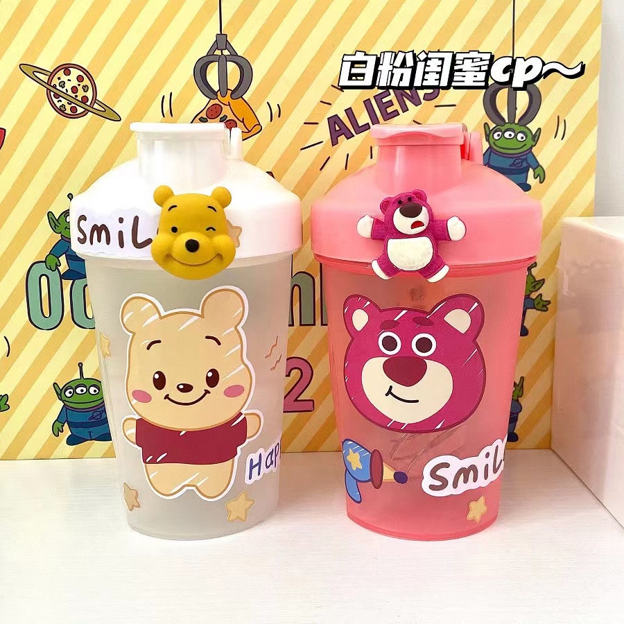 Bình Nước Cầm Tay Bằng Nhựa Màu Trơn In Hoạt Hình Toy Story Dễ Thương