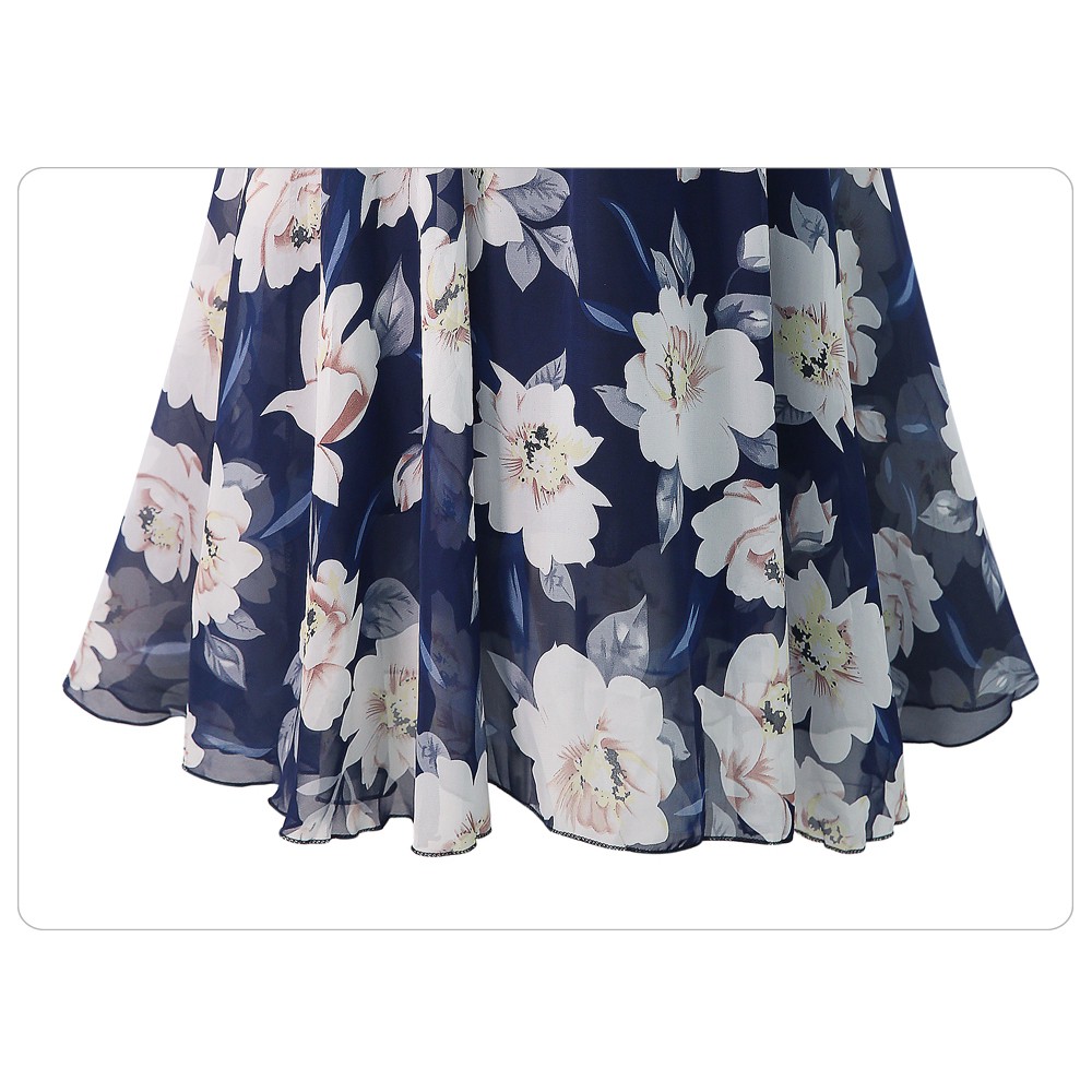 Chân váy midi lưng cao chất Chiffon hoạ tiết hoa nữ tính | BigBuy360 - bigbuy360.vn