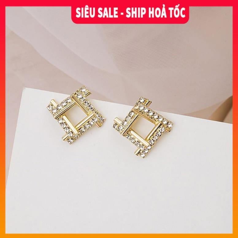 Có ảnh thật 🌸Tặng chốt khuyên🌸 Bông tai đính đá hình thoi Hàn Quốc| Khuyên tai đẹp 2021- Wink Accessories L1AS11