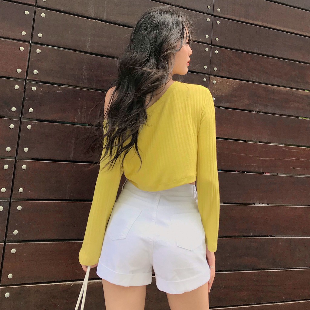 Áo thun lệch vai (Tím / Xanh cốm) - GM26