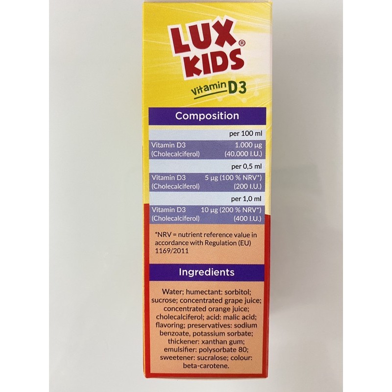 Luxkids Vitamin D3.Bổ Sung D3 Giúp Tăng Hấp Thụ Canxi,Phát Triển Toàn Diện.Xuất Xứ Đức