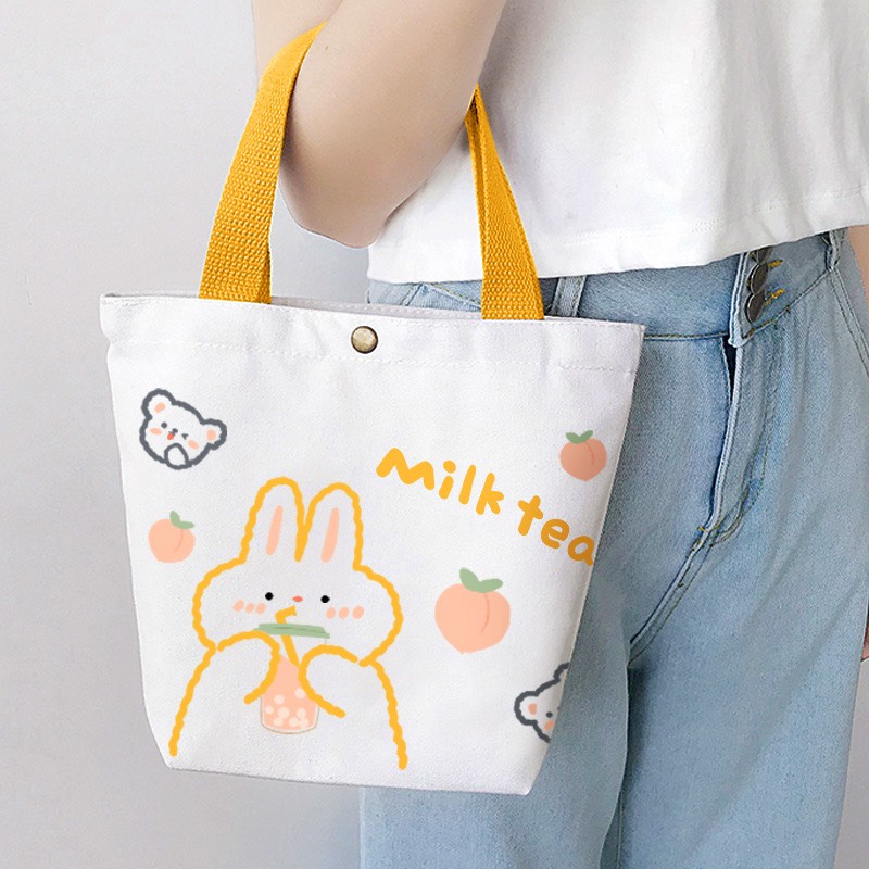 Túi Tote Mini Vải Canvas Họa Tiết Đáng Yêu Cho Bạn Gái