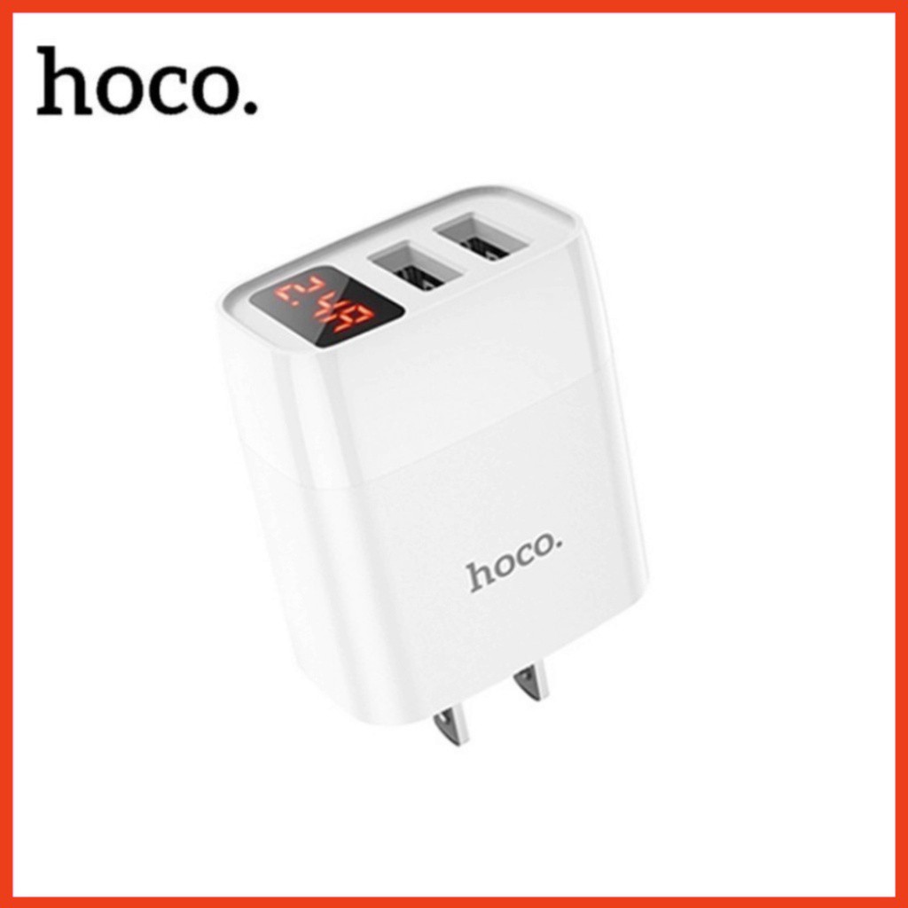 ✔FREESHIP✔Củ sạc nhanh iPhone Hoco C86/C86A,cốc sạc nhanh cho Samsung ANDROID-2 cổng USB-đèn LED báo-ra 5V-2.4A max 12W