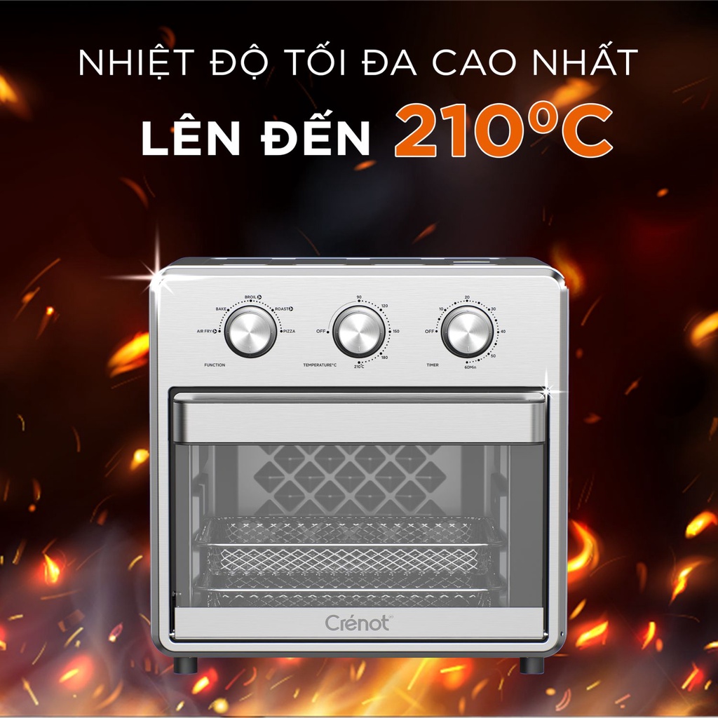 Nồi chiên không dầu chính hãng 15L CRENOT Foodie F15 cỡ lớn nóng 2 chiều lò chiên 15 lít bếp nướng to 8L 10L 12L 18L 23L