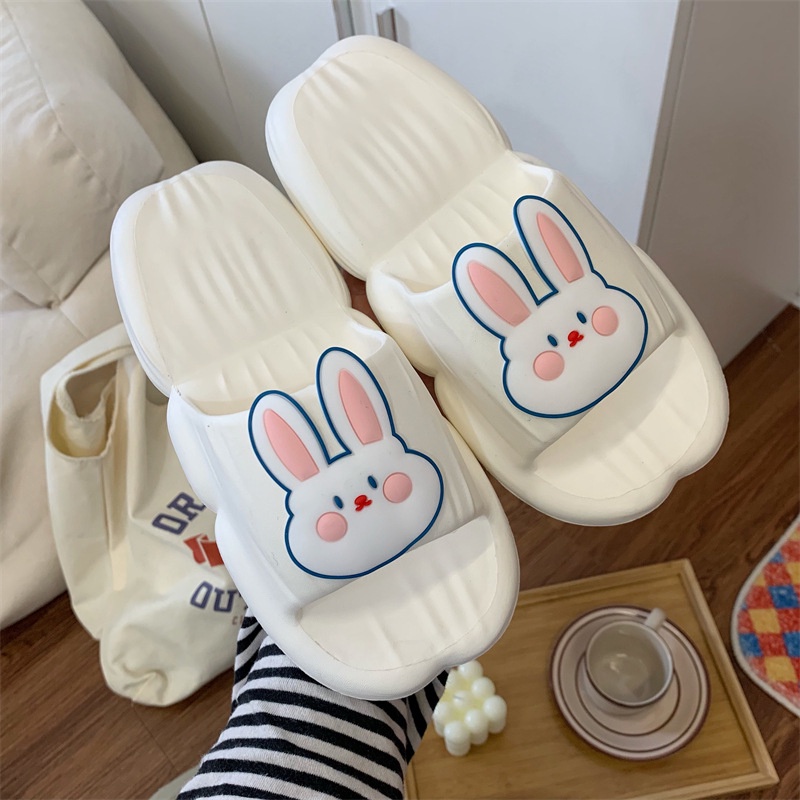 Dép Đi Trong Nhà Đế Dày Mềm Mại Họa Tiết Thỏ Dễ Thương Xinh Xắn