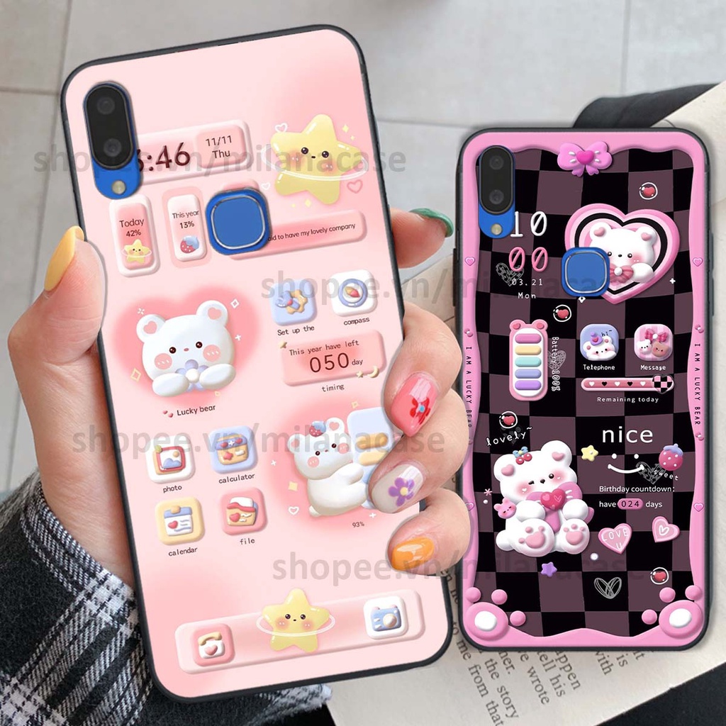 Ốp Vivo V11 / V11i hình đồng hồ icon gấu mèo cute cực dễ thương ngộ nghĩnh