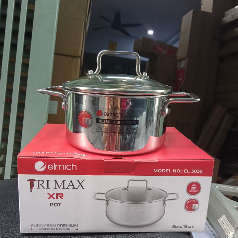 Nồi inox 304 Elmich đáy liền khối Elmich Trimax XR EL-3839-16cm /3840-18cm/3841-20cm nồi siêu đẹp