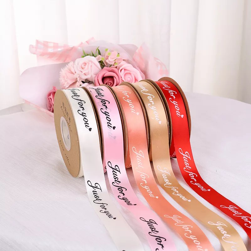 Ruy Băng Lụa In Chữ JUST FOR YOU Bản 2,5cm (Bán mét)
