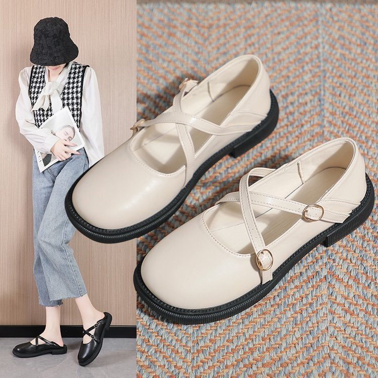Giày búp bê mũi phối siêu cute gót 3 phân Mã HN02