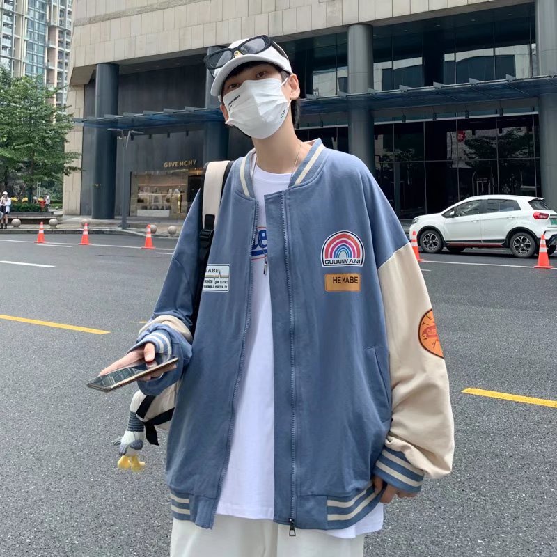Áo khoác bóng chày dáng rộng phong cách Hong Kong thời trang xuân thu mới cho nam