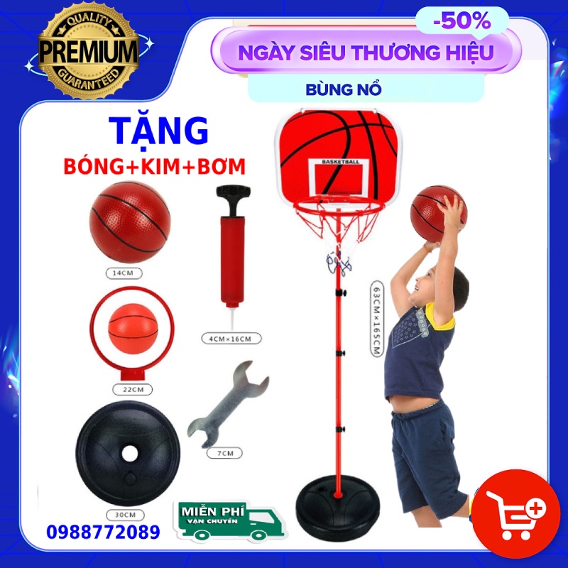 Bộ Đồ Chơi Bóng Rổ Cho Bé ☀️FREESHIP☀️ Trụ bóng rổ cho bé tặng full phụ kiện – Bóng Rổ Trụ Sắt Cao Cấp Cho Bé