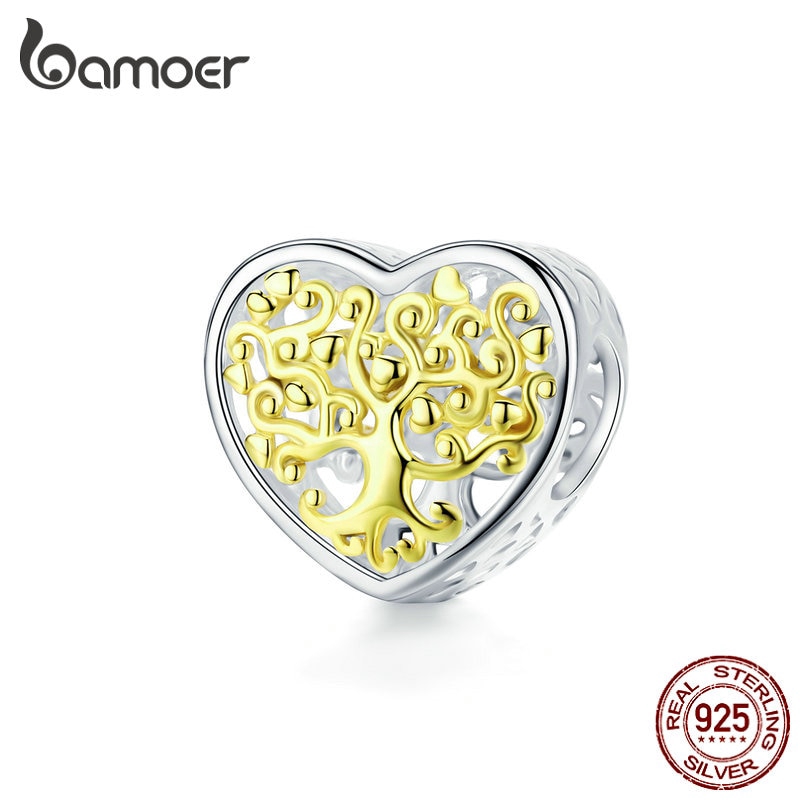 Hạt Charm Bamoer Bạc 925 Hình Trái Tim Xinh Xắn Dùng Làm Trang Sức Thủ Công