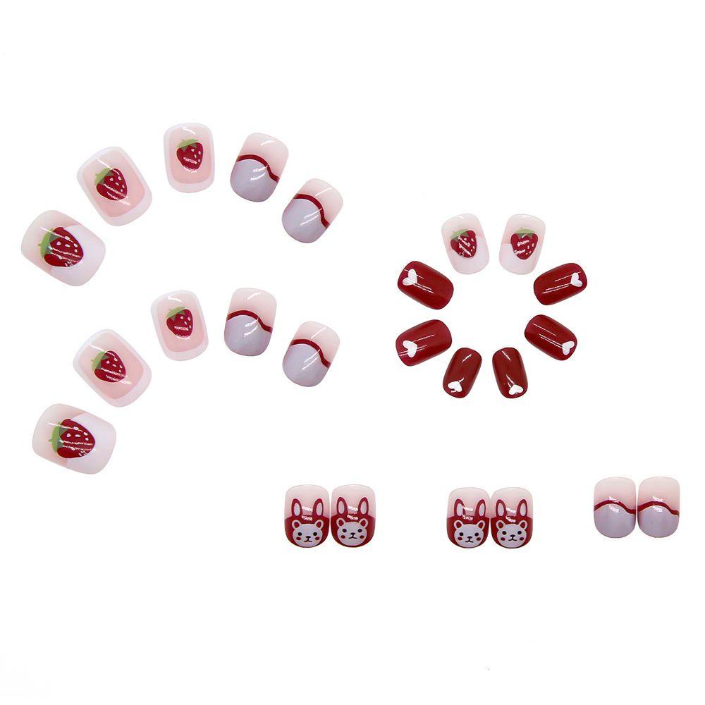 Bộ Móng Tay Giả Ngắn Hình Gấu Pooh / Thỏ / Gấu Winnie Thời Trang