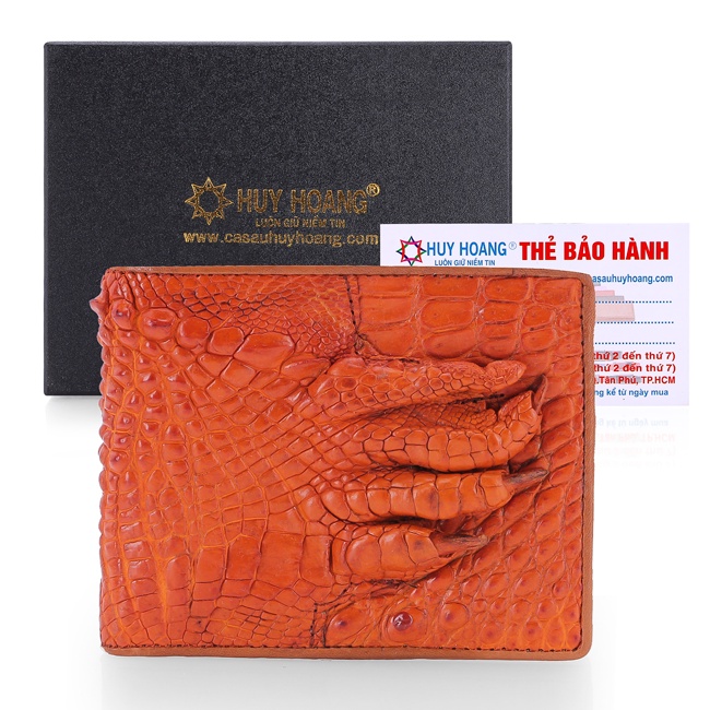 Bóp nam Huy Hoàng da cá sấu móng chân màu vàng bò HP2234