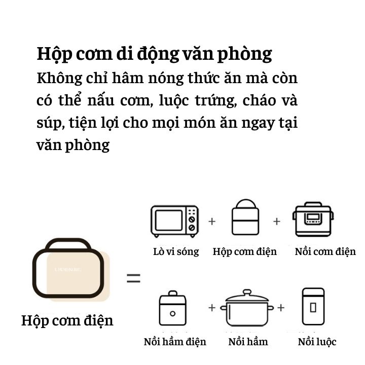 Hộp hâm cơm điện tử đa năng nấu ăn di động