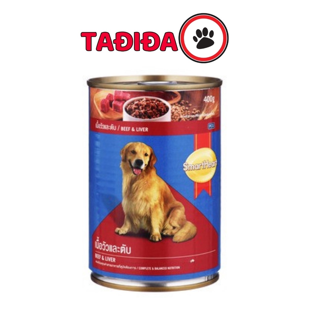 Pate lon cho Chó lớn SmartHeart 400g (Vị Bò &amp; Gà, Gan) , Thức ăn cho Chó an toàn – Tadida Pet