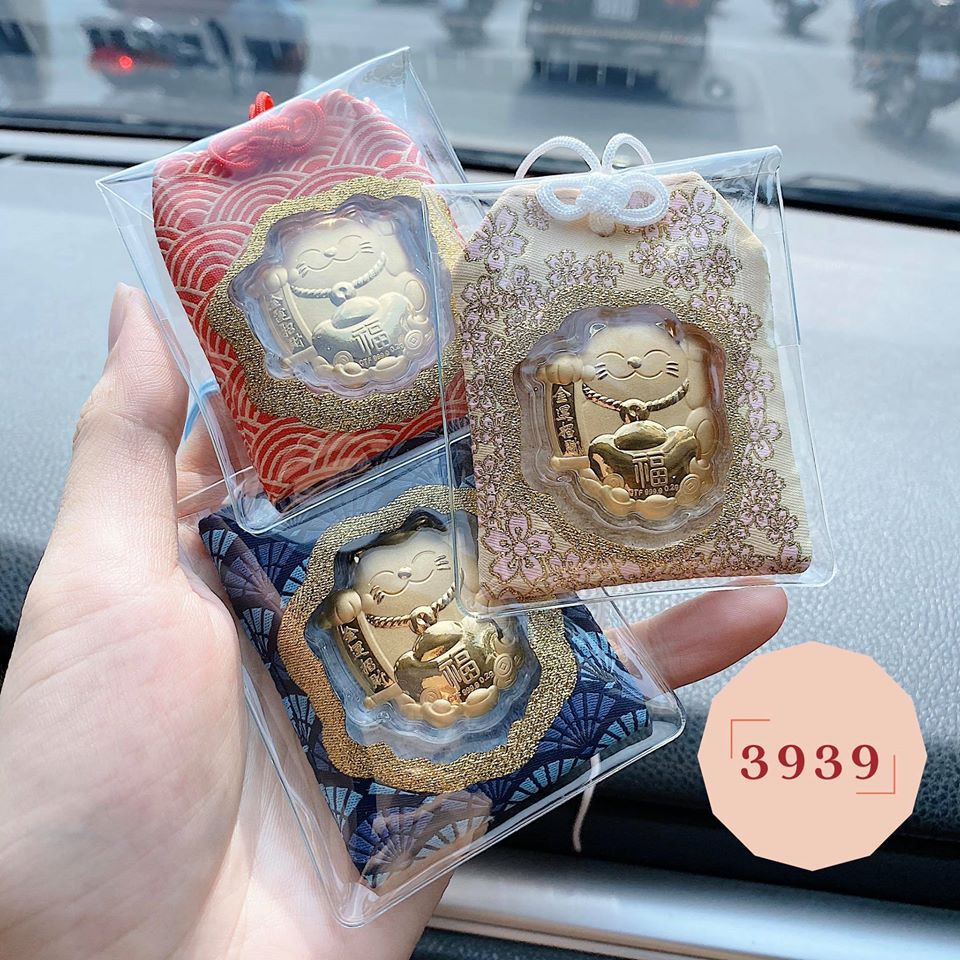 Túi Gấm Mèo may mắn dát vàng
