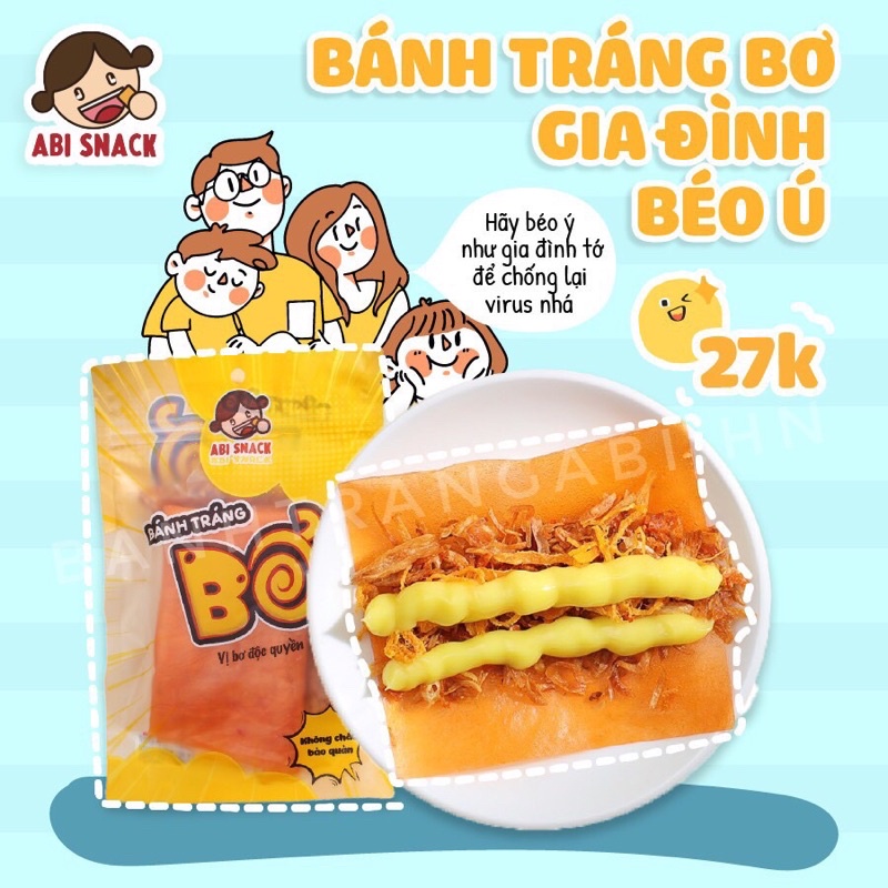 BÁNH TRÁNG BƠ ABI KÈM 1 TÚI BƠ ĐƠN HÀNG 5 BỊCH BẤT KỲ TẶNG 1 MÓC KHOÁ CUTE