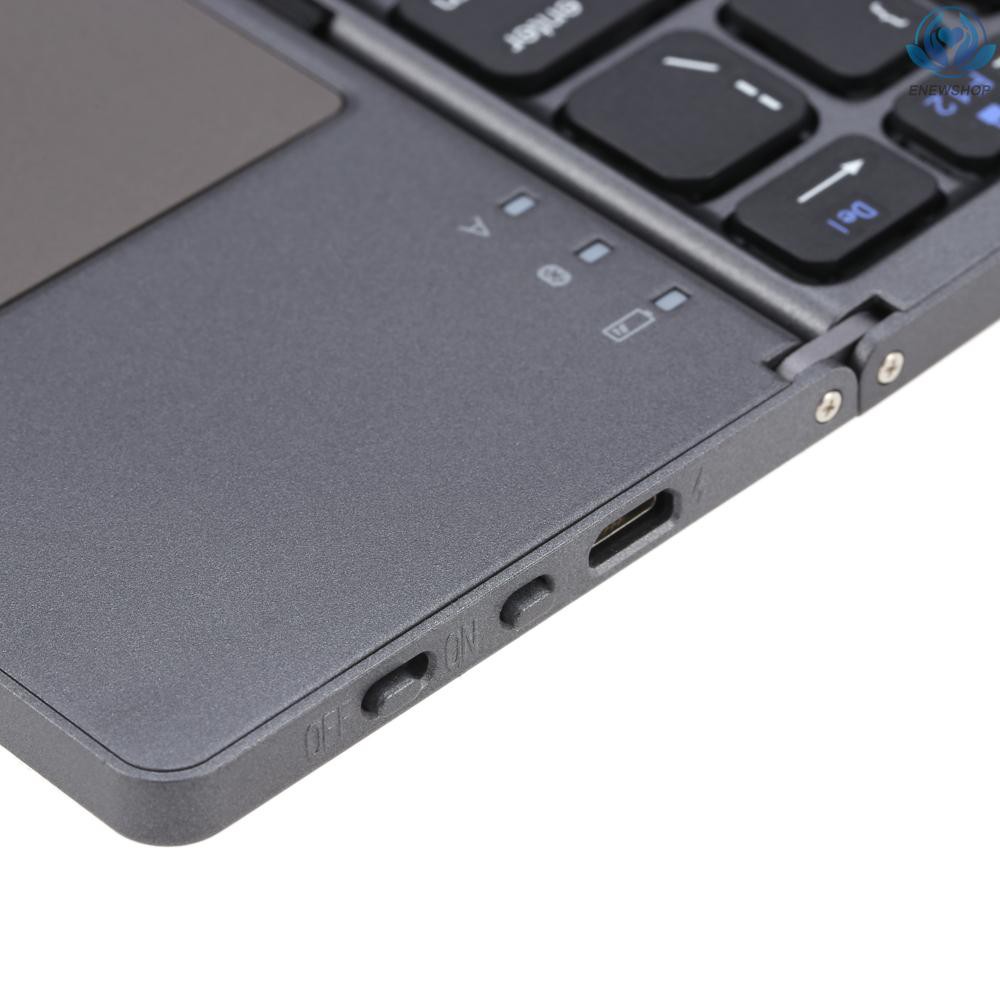【enew】Portable Mini Ultra Slim Thin Foldable Folding BT Wireless Keyboard with Touchpad for  6s/iPad Pro/ Mobile Phone Tablet PC