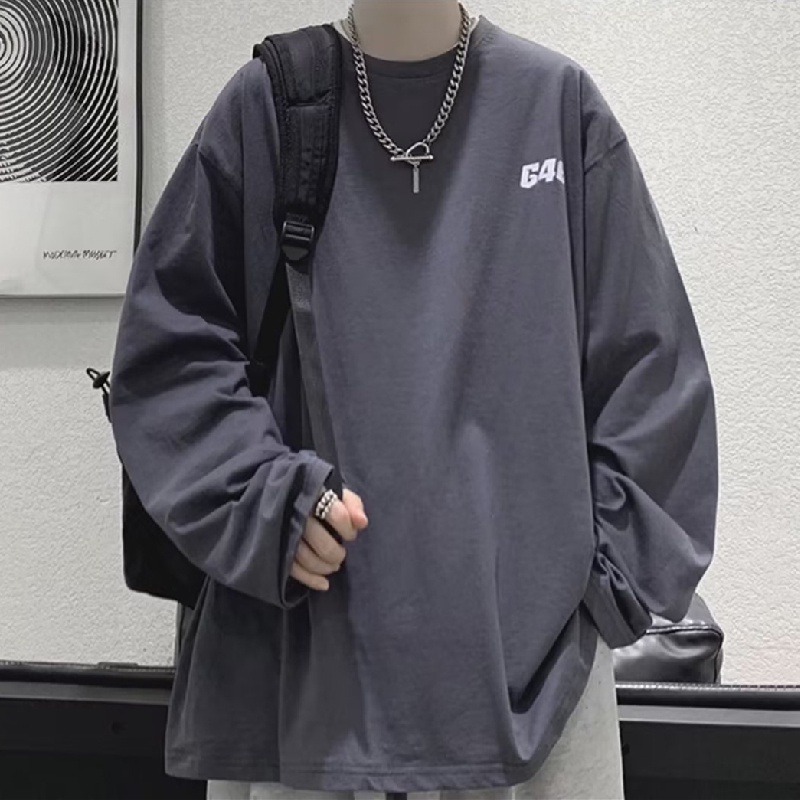 Áo Thun Tay Dài Dáng Rộng In Chữ Hoạt Hình Thoải Mái Thời Trang Cho Nam Và Nữ Size M-5XL