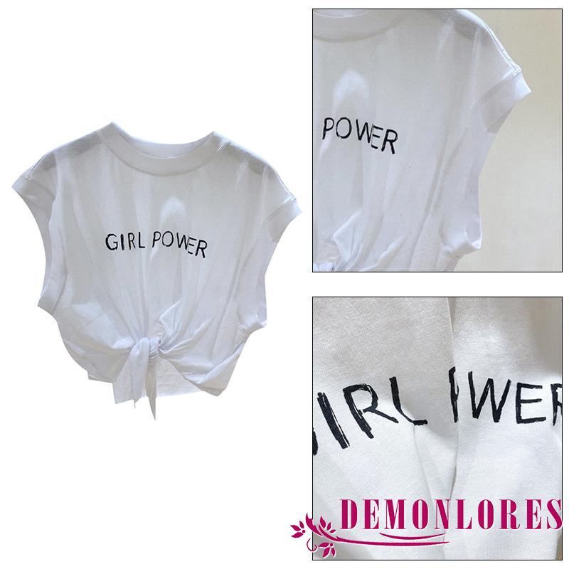 Áo Croptop Sát Nách Cổ Tròn Dáng Rộng In Chữ Thời Trang Mùa Hè Cho Nữ