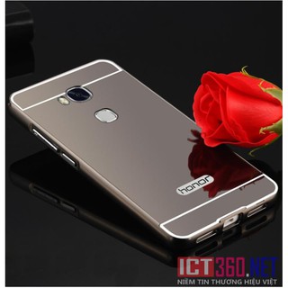 Ốp Lưng Huawei GR5, Honor 5X tráng gương viền kim loại bo tròn - ĐEN