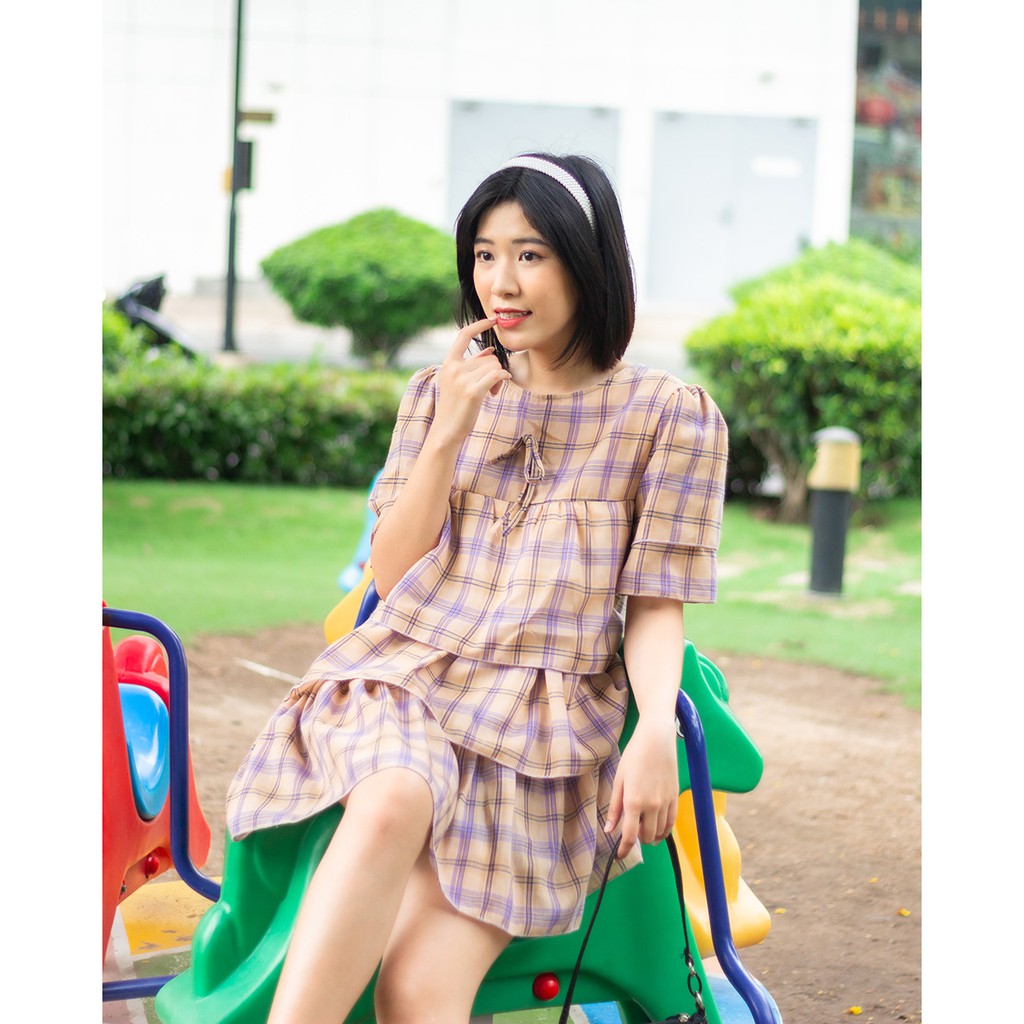 Đầm Babydoll Tầng Caro | BigBuy360 - bigbuy360.vn