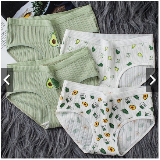 Quần Lót Nữ Phối Màu Hình Quả Bơ Dễ Thương, Quần Lót Cotton Siêu Kute