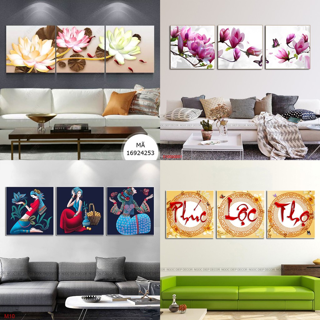 [SALE] bộ 3 tấm tranh treo tường, tranh phòng khách, tranh phong thủy tuyệt đẹp loại 1 giá rẻ 30x30x3 [HOT]