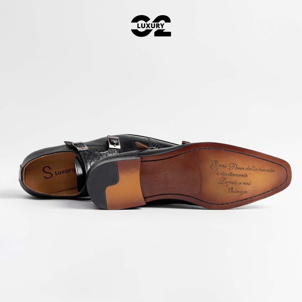 Giày nam Double Monstrap Cao cấp full size màu Đen , Nâu thời trang