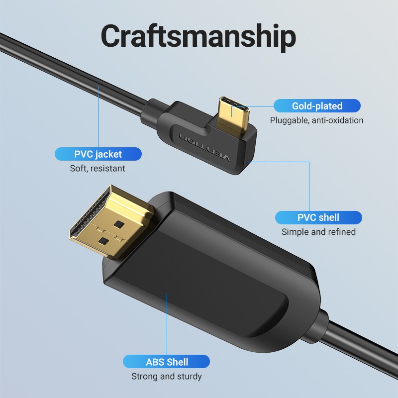 Dây cáp chuyển đổi VENTION từ HDMI sang đầu USB C hỗ trợ 3 4K 60Hz cho iPad Pro MacBook Pro 2018 Galaxy S9