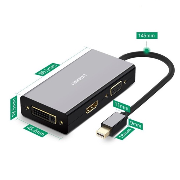 Cáp Mini Displayport  to VGA + HDMI + DVI UGREEN 20418  - Hàng Chính Hãng