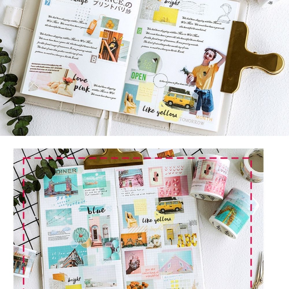 Băng dính họa tiết Washi tape chủ đề phong cảnh trang trí sổ tay, bullet journal DecorMe