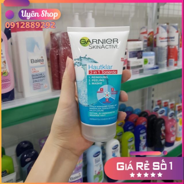 Sữa rửa mặt Garnier 3in1 [Nội địa Đức] dành cho da nhạy cảm, da dầu và da mụn