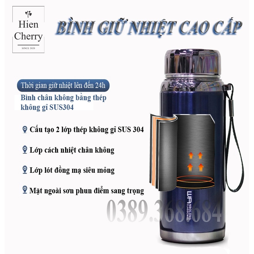 Bình giữ nhiệt nóng lạnh 1500ml - 1200ml - 1000ml - 780ml - 600ml chất liệu INOX 304 - An toàn - Tiện lợi