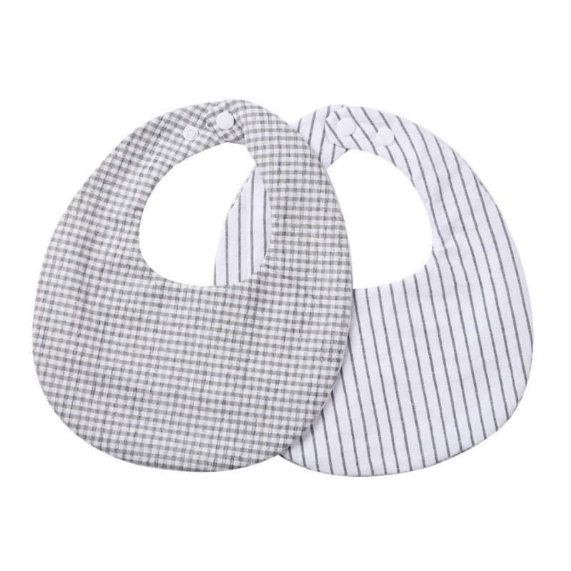 Haha Bộ Yếm Ăn Cotton Lanh In Caro Hai Mặt Kèm Kẹp Giữ Khăn Yếm Và Ti Giả Cho Bé